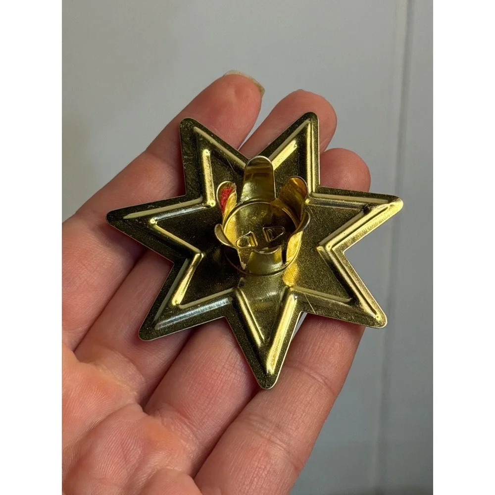 VTG Star Candle Holders Gold Tone Metal‎ Christmas Holiday Decor Set of 2